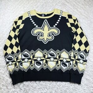 Drew Brees 9 Ugly Sweater Men's XL Saints NFL Team Apparel Football Pullover